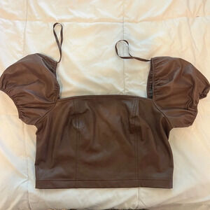 Seven For All Mankind Leather Crop Top